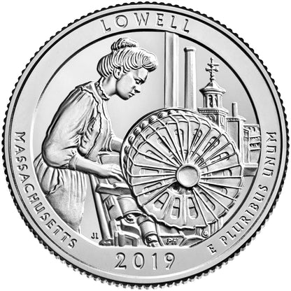 2019 - P Lowell National Historical Park, MA National Park Quarter 40 Coin Roll