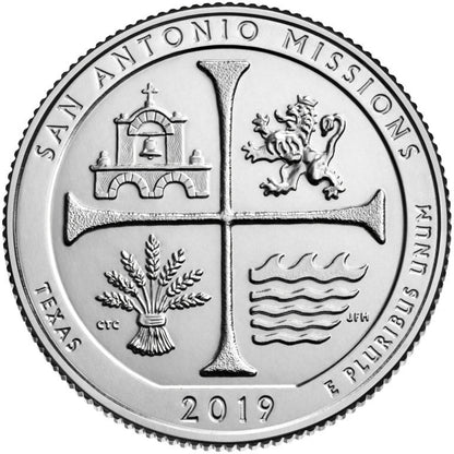 2019-P San Antonio Missions National Historical Park Quarter 40-Coin Roll