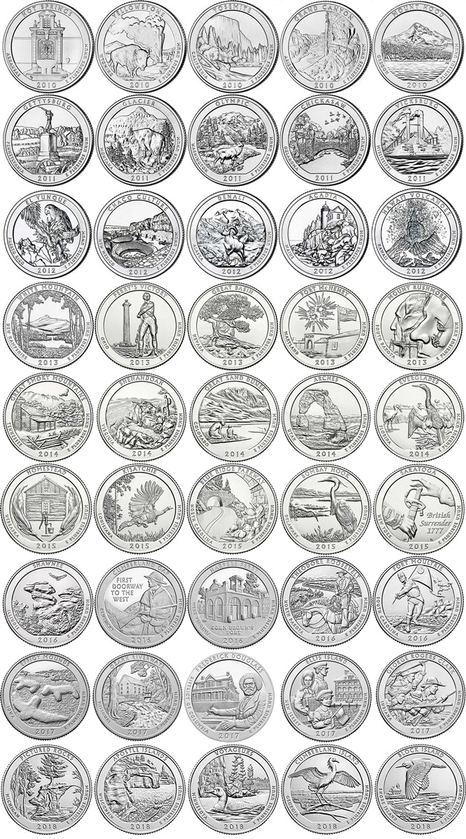 2010 - 2021 56 Coin National Park Quarter Set In Littleton Folder