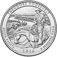 2016 - D Theodore Roosevelt, ND National Park Quarter Single Coin