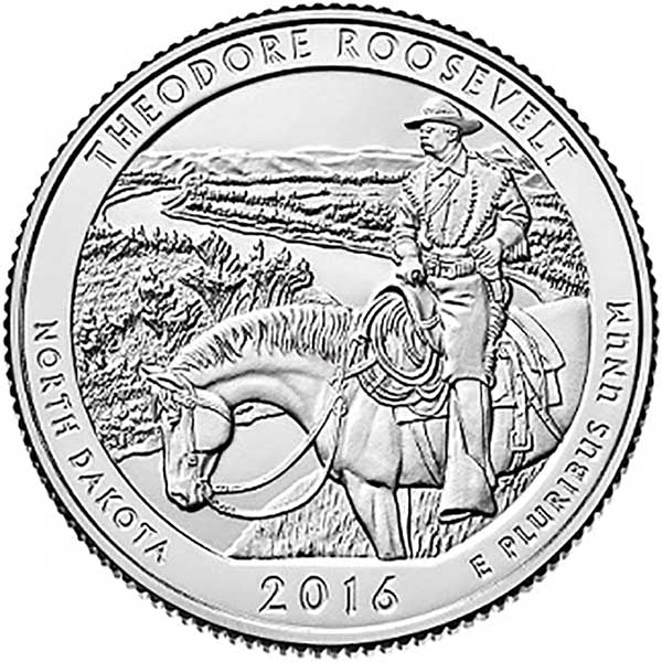 2016 - D Theodore Roosevelt, ND National Park Quarter Single Coin