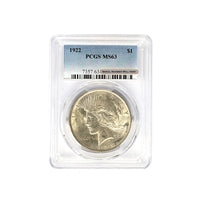 1922 P Peace Silver Dollar PCGS MS 63 $1 Uncirculated