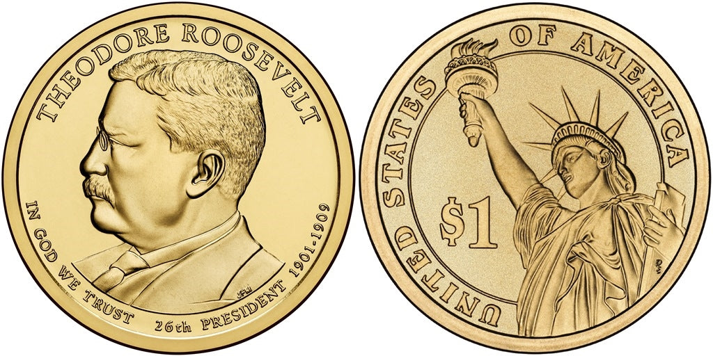2013 P, D Theodore Roosevelt Presidential Dollar - 2 Coin Set