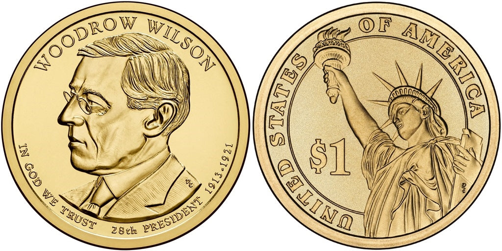 2013 P, D Woodrow Wilson Presidential Dollar - 2 Coin Set