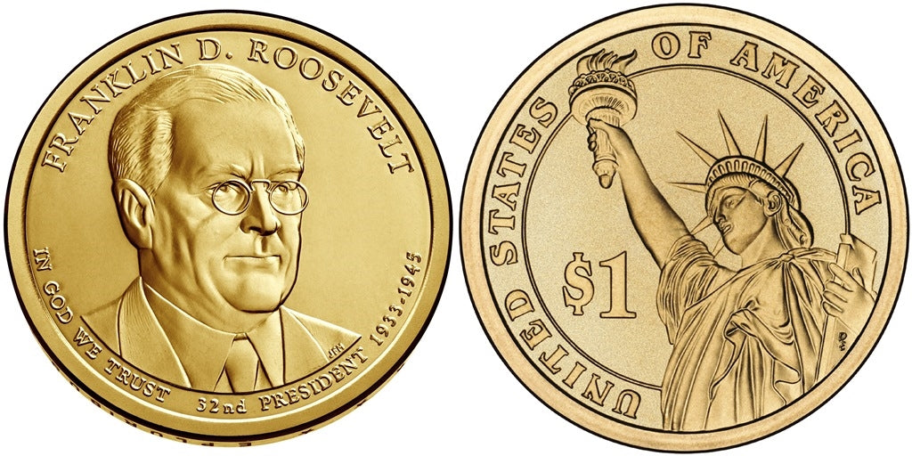 2014 P, D Franklin D. Roosevelt Presidential Dollar - 2 Coin Set