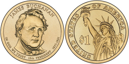2010-D James Buchanan Presidential Dollar - Roll of 25 Coins