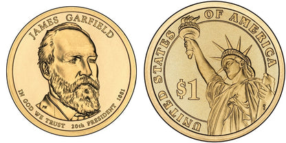 2011-D James Garfield Presidential Dollar - Roll of 25 Coins