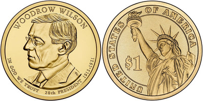 2013-D Woodrow Wilson Presidential Dollar - Roll of 25 Coins