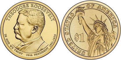 2013-P Theodore Roosevelt Presidential Dollar - Roll of 25 Coins