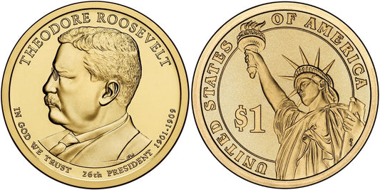 2013-P Theodore Roosevelt Presidential Dollar - Roll of 25 Coins