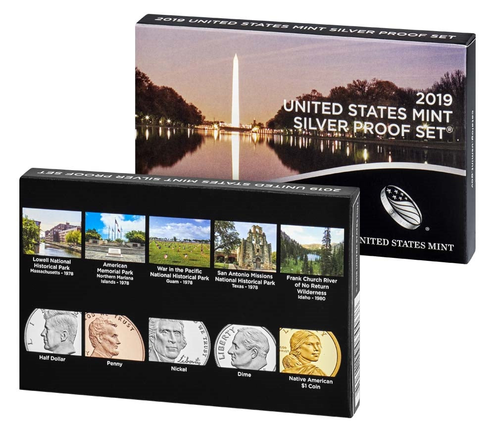 2019 U.S. Mint 10-coin Silver Proof Set - OGP box & COA