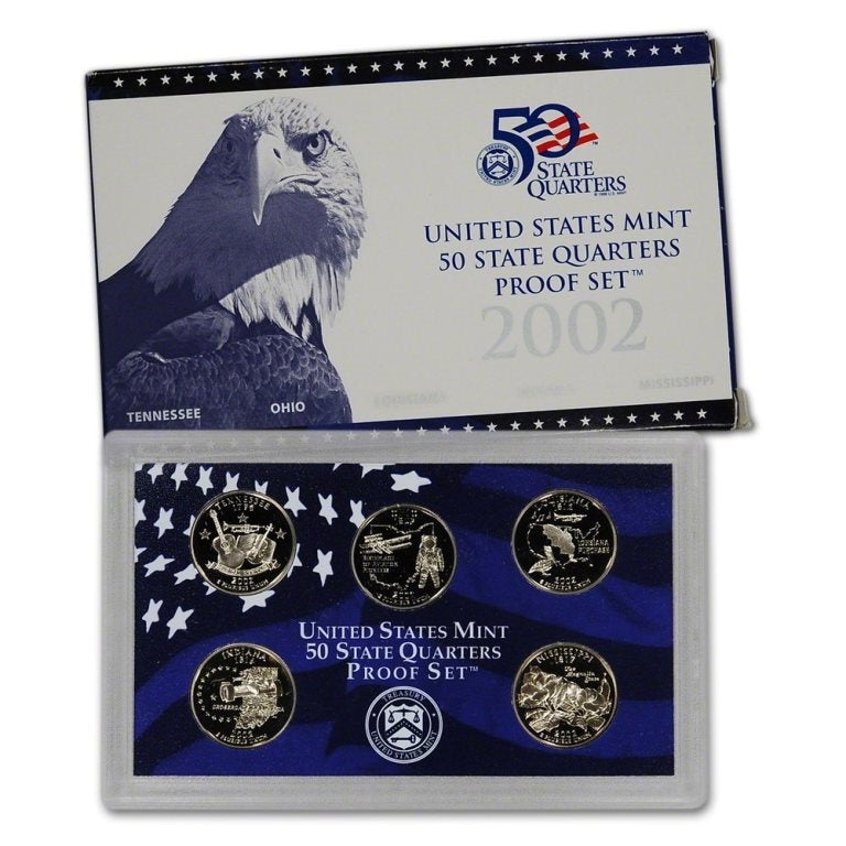 2002 - S Clad Proof State Quarter 5-pc. Set With Box/ COA