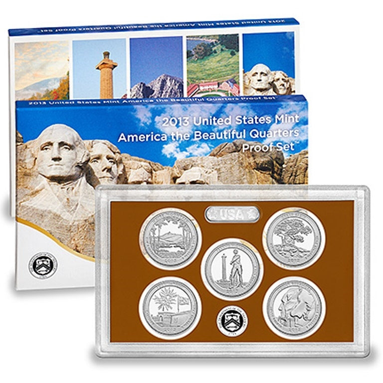 2013 - S Clad Proof National Park Quarter 5-pc. Set With Box/ COA
