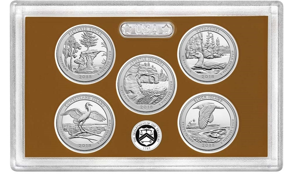 2018 - S Clad Proof National Park Quarter 5-pc Set No Box or CoA