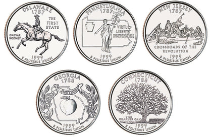 1999 P&D State Quarter 10-Coin Set - Brilliant Uncirculated