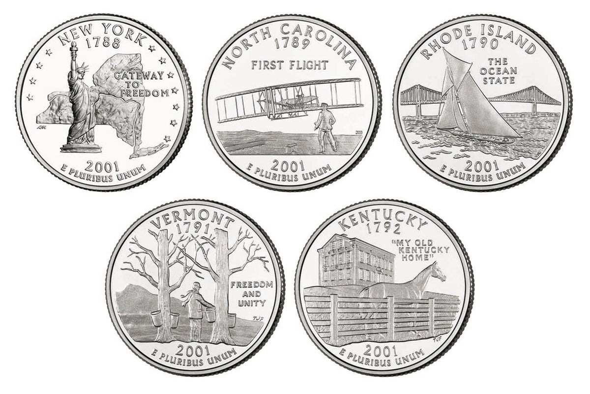 2001 P and D BU State Quarter 10 Coin Set