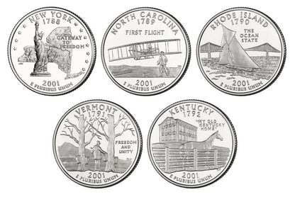 2001 P, D State Quarter 10-Coin Set - Brilliant Uncirculated