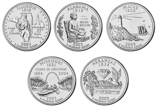 2003 P and D BU State Quarter 10 Coin Set