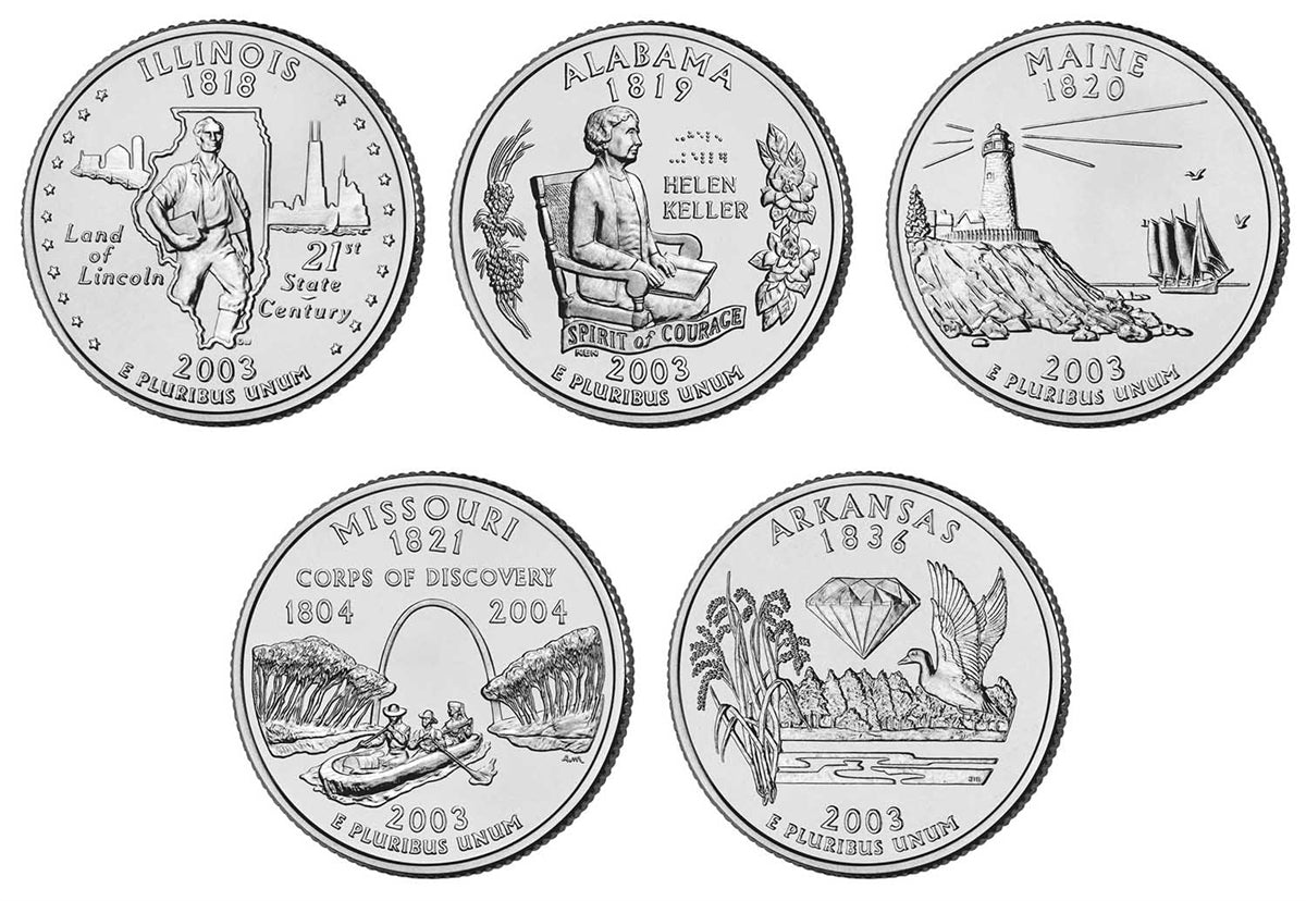 2003 P and D BU State Quarter 10 Coin Set