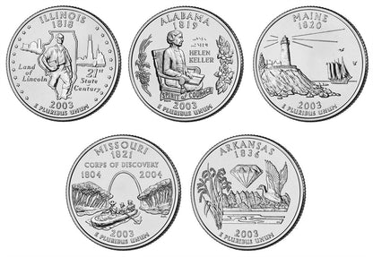 2003 P, D State Quarter 10-Coin Set - Brilliant Uncirculated