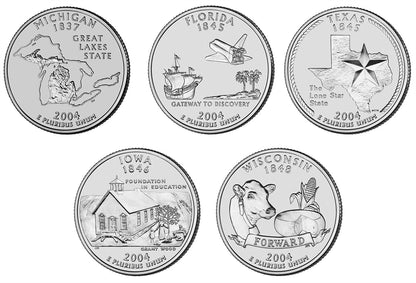2004 P, D State Quarter 10-Coin Set - Brilliant Uncirculated