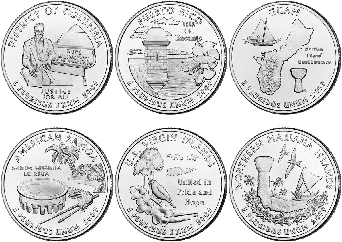 2009 P, D U.S. Territory and D.C. Quarter 12-Coin Set - Brilliant Uncirculated