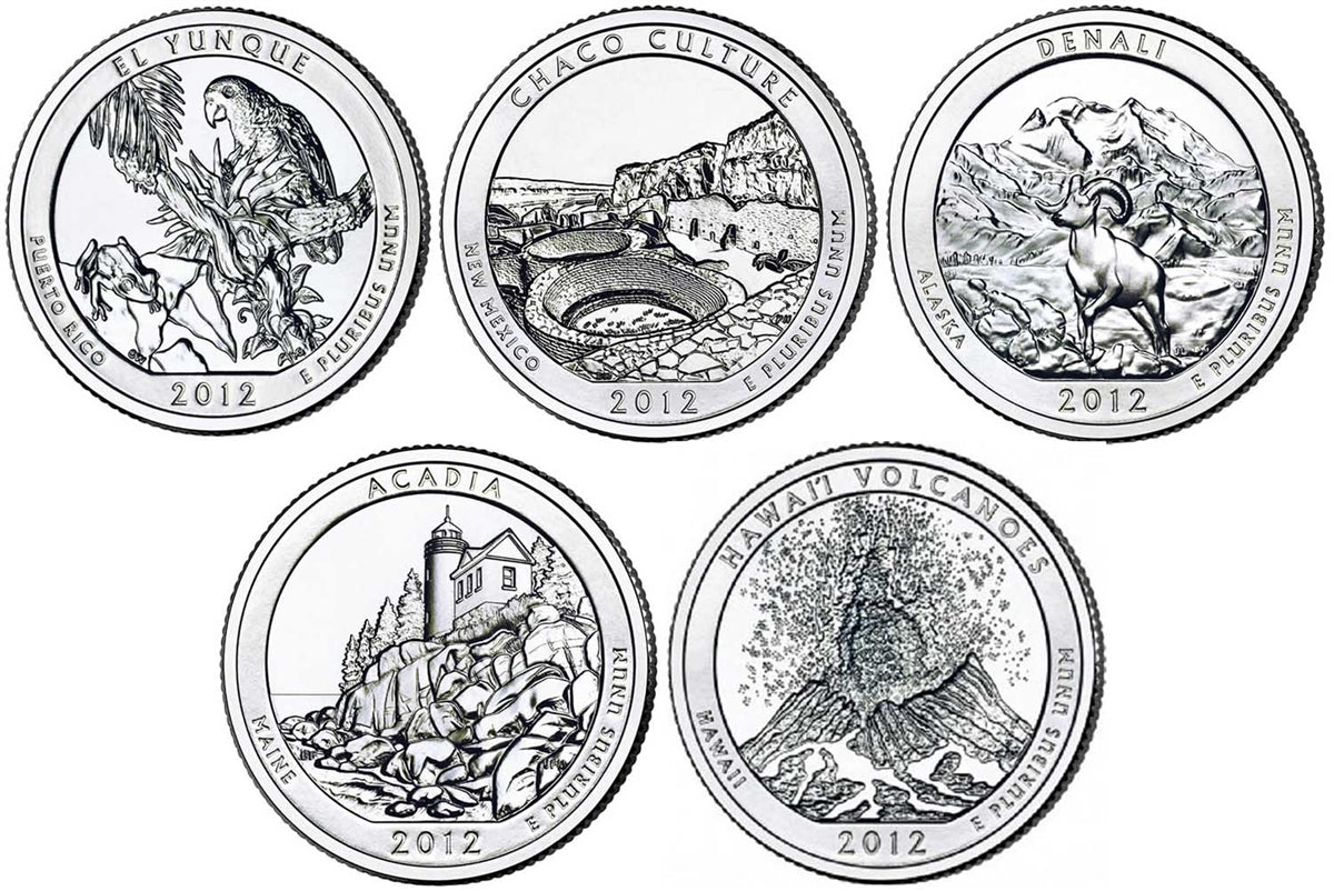 2012 P, D National Park Quarter 10-Coin Set - Brilliant Uncirculated