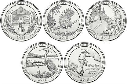 2015 P and D BU National Park Quarter 10 Coin Set