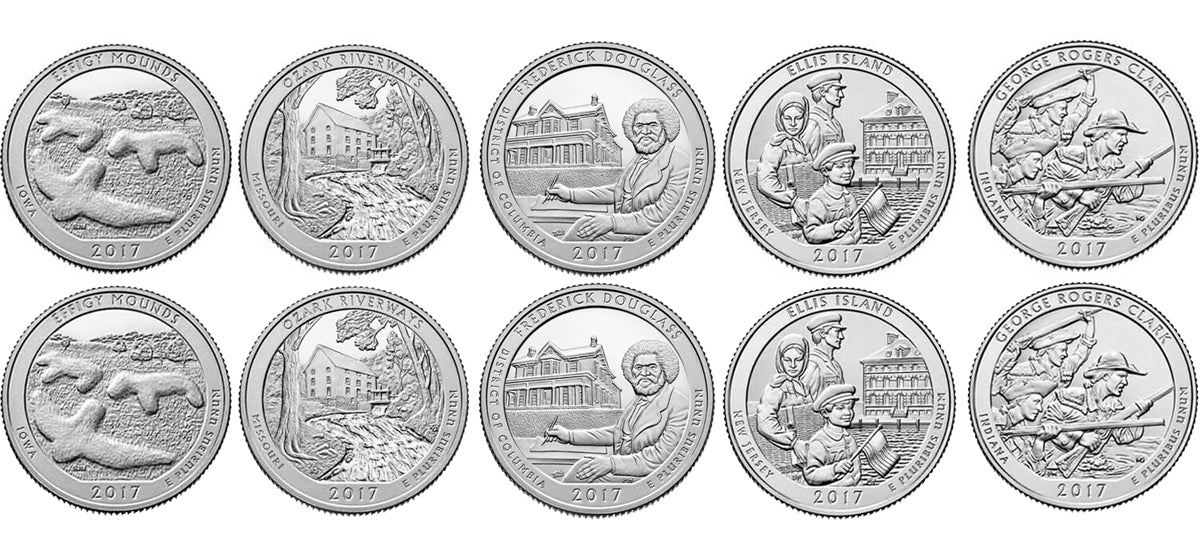 2017 P and D BU National Park Quarter 10 Coin Set