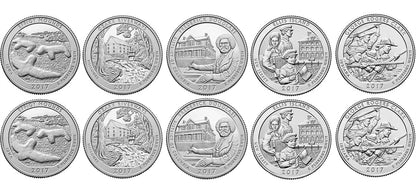 2017 P and D BU National Park Quarter 10 Coin Set