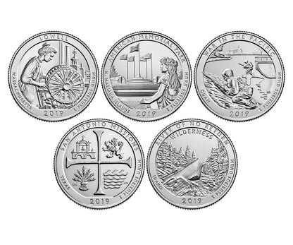 2019 P and D BU National Park Quarter 10 Coin Set