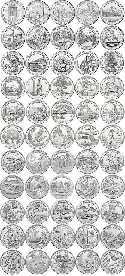 2010 - 2021 P Mint Complete 56 Coin National Park Quarter Set