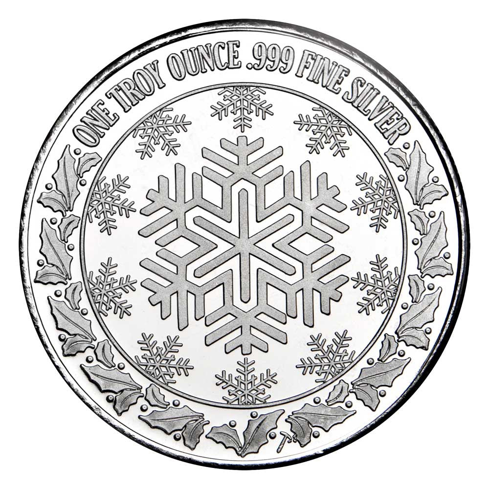 "Let it Snow" Snowmen in Snowy Field 1oz .999 Silver Round in Ornament Holder