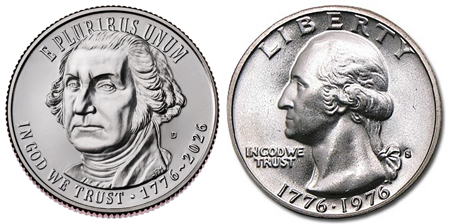 2026 D Mint Revolutionary War Quarter & 1976 S Mint 40% Silver Bicentennial Quarter 2-Coin Set