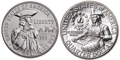 2026 D Mint Revolutionary War Quarter & 1976 S Mint 40% Silver Bicentennial Quarter 2-Coin Set