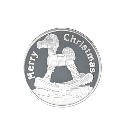 2025 Christmas Rocking Horse and Toys 1oz .999 Fine Silver Round in Ornament Holder