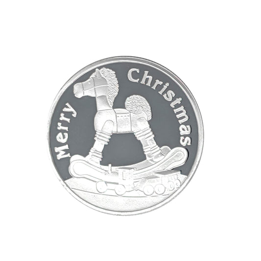 2025 Christmas Rocking Horse and Toys 1oz .999 Fine Silver Round in Ornament Holder
