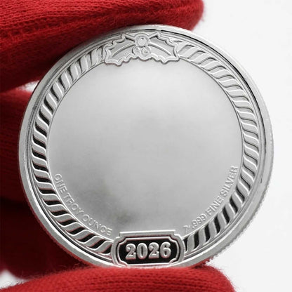 2026 Season's Greetings Sleigh Ride to Church 1oz .999 Silver Medallion in Ornament Holder
