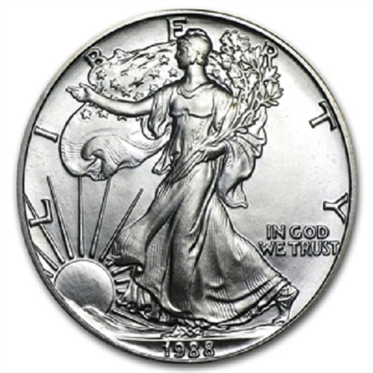 1988 U.S. Silver Eagle - Gem Brilliant Uncirculated with Certificate of Authenticity