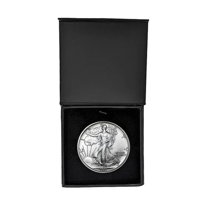 1991 American Silver Eagle in Air-Tite Holder with Black Magnetic Gift Box - Gem Brilliant Uncirculated