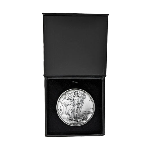 1991 American Silver Eagle in Air-Tite Holder with Black Magnetic Gift Box - Gem Brilliant Uncirculated