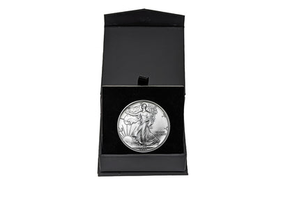 1991 American Silver Eagle in Air-Tite Holder with Black Magnetic Gift Box - Gem Brilliant Uncirculated