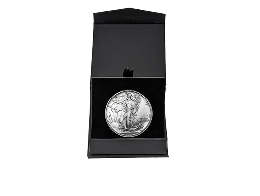 1991 American Silver Eagle in Air-Tite Holder with Black Magnetic Gift Box - Gem Brilliant Uncirculated