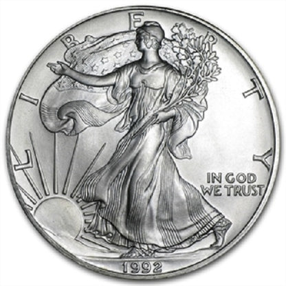 1992 American Silver Eagle - Gem Brilliant Uncirculated with Certificate of Authenticity
