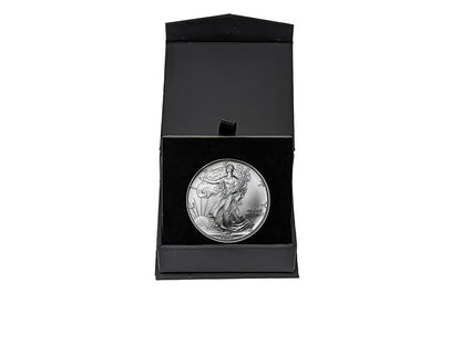1993 American Silver Eagle in Air-Tite Holder with Black Magnetic Gift Box - Gem Brilliant Uncirculated