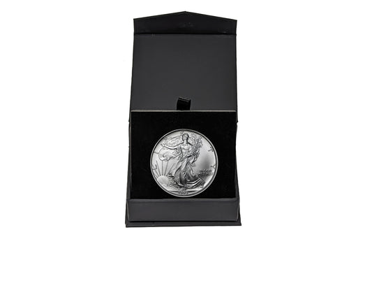 1993 American Silver Eagle in Air-Tite Holder with Black Magnetic Gift Box - Gem Brilliant Uncirculated