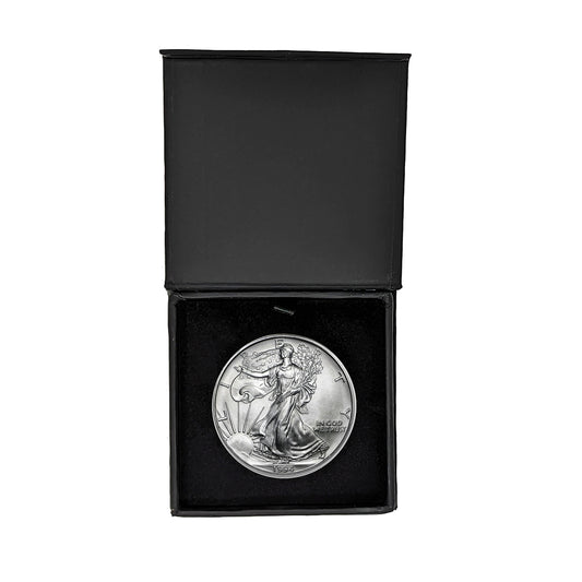 1994 U.S. Silver Eagle in Plastic Air Tite in Magnet Close Black Gift Box - Gem Brilliant Uncirculated