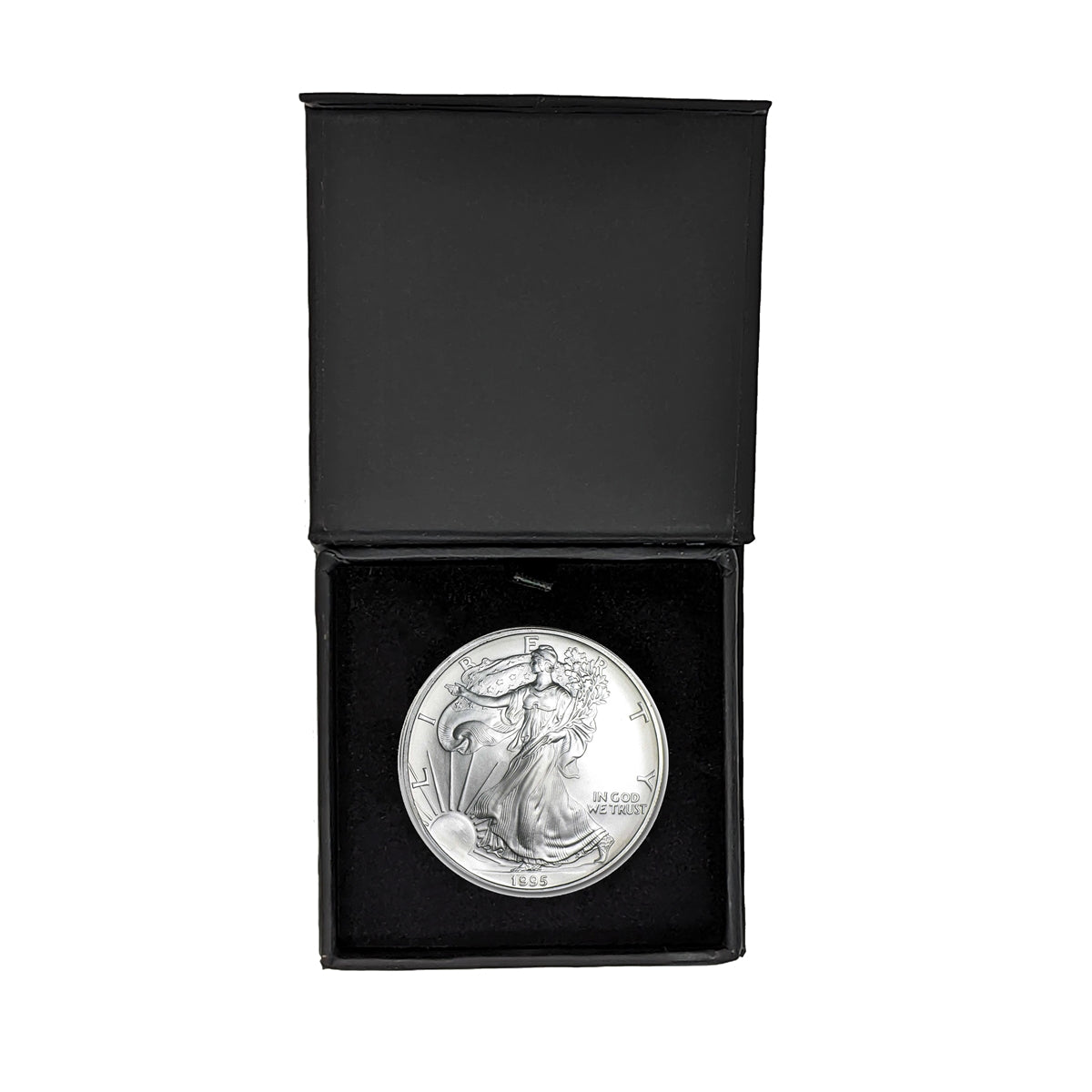 1995 American Silver Eagle in Air-Tite Holder with Black Magnetic Gift Box - Gem Brilliant Uncirculated