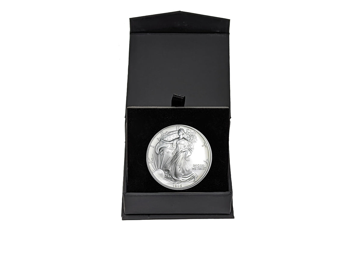 1995 American Silver Eagle in Air-Tite Holder with Black Magnetic Gift Box - Gem Brilliant Uncirculated