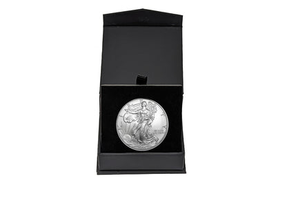 1996 U.S. Silver Eagle in Plastic Air Tite in Magnet Close Black Gift Box - Gem Brilliant Uncirculated